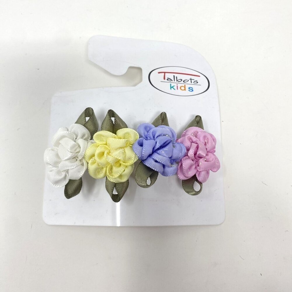 Vintage Talbots Kids Hair Clip 4 Pastel Rosettes 3" Girls French Barrette